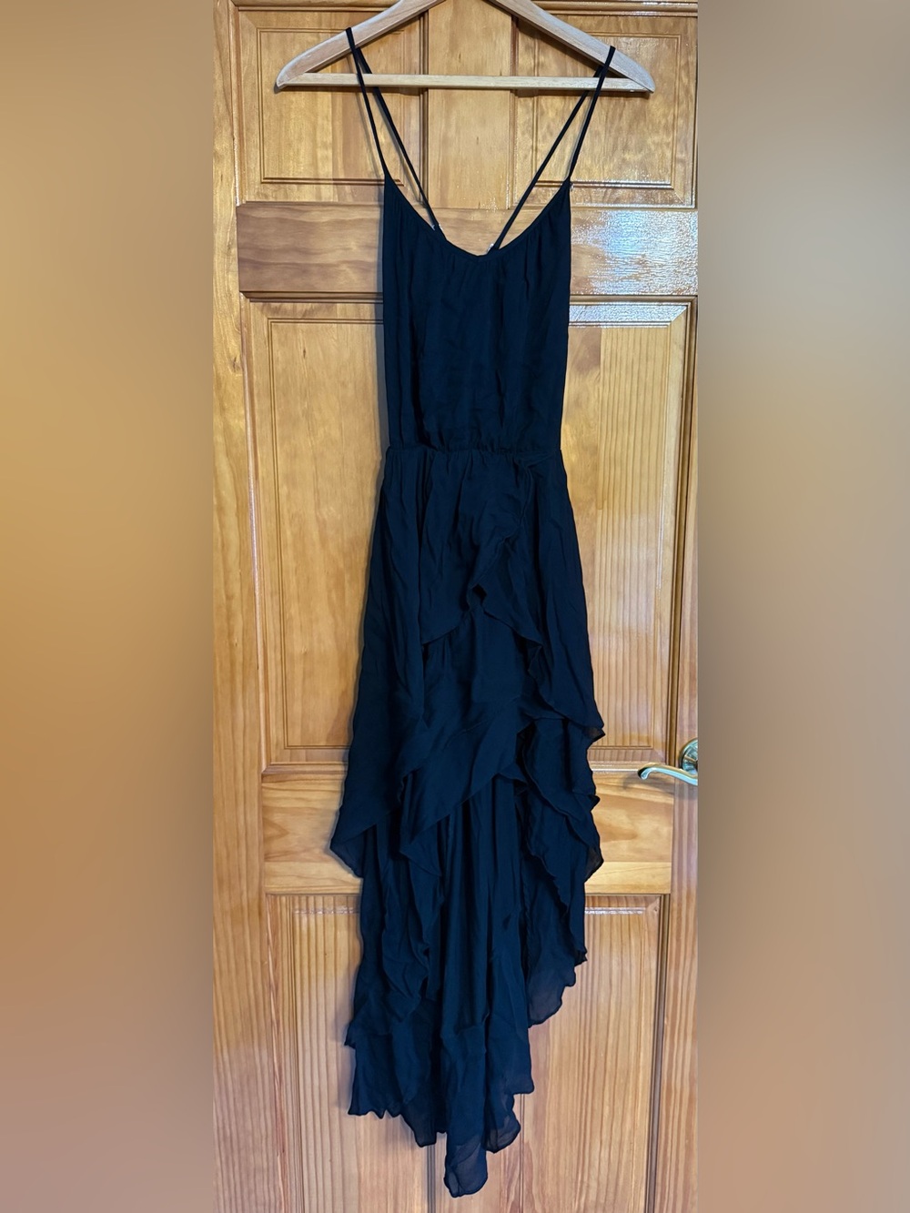 Guess Women’s Black Ruffle High-Low Slip Dress